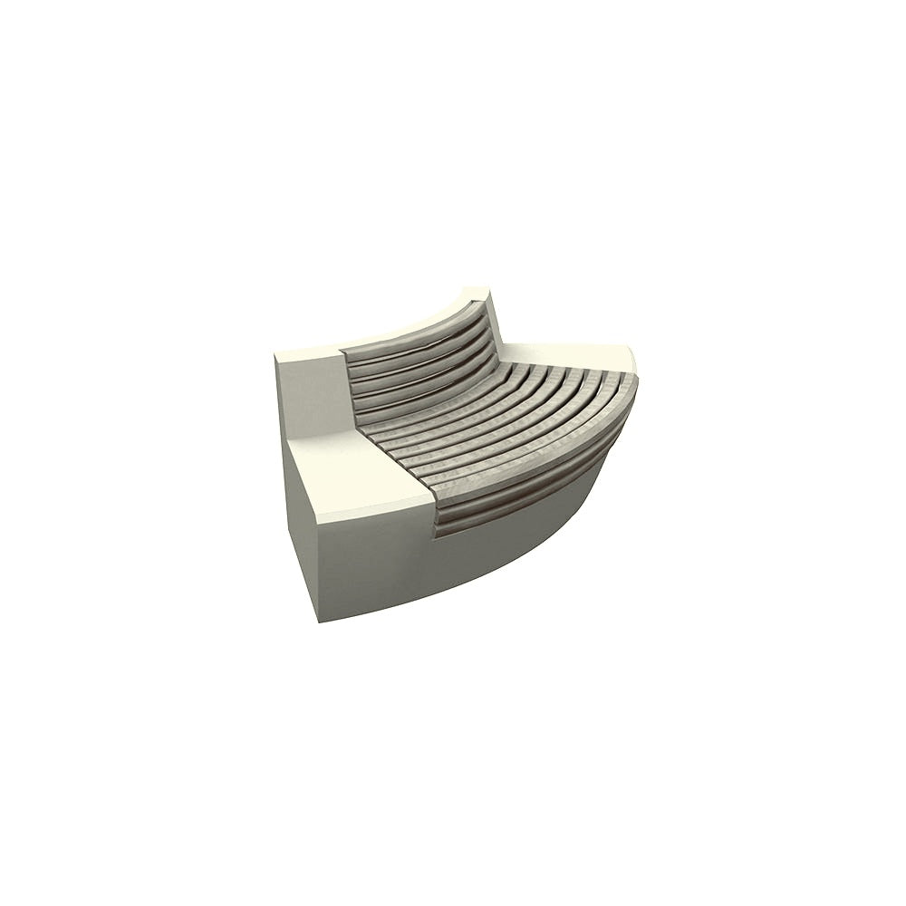 ZB.WL.32 Large Curved Concrete Bench With Seat — Weatherstone — W30 Star — digitally rendered color preview