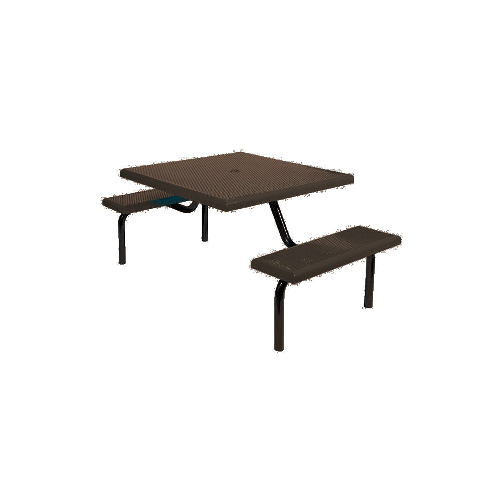 MF1022 Square Modular 2-Bench ADA Table — Metal Powder Coat — S45 Brown — digitally rendered color preview