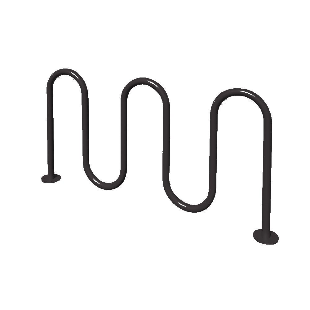 MF9009 Surface Mount 5 Loop Bike Rack — Metal Powder Coat — 8 Black — digitally rendered color preview