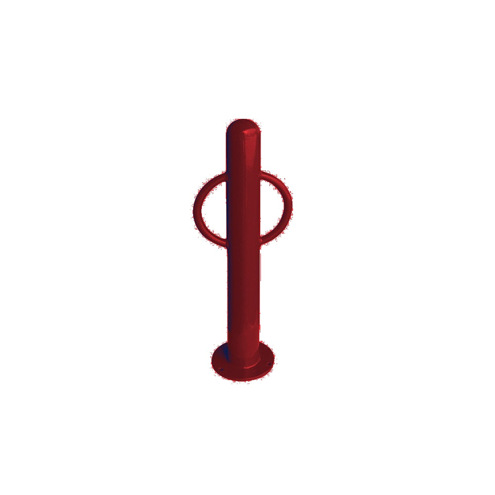 MF9005 Surface Mount Bike Post Bollard — Metal Powder Coat — 2 Red — digitally rendered color preview