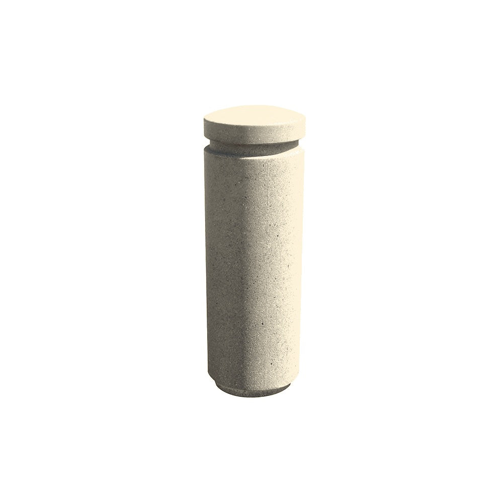 TF6021 Concrete Bollard with Reveal Line and Dome Top — Acid Wash — A20 White — digitally rendered color preview