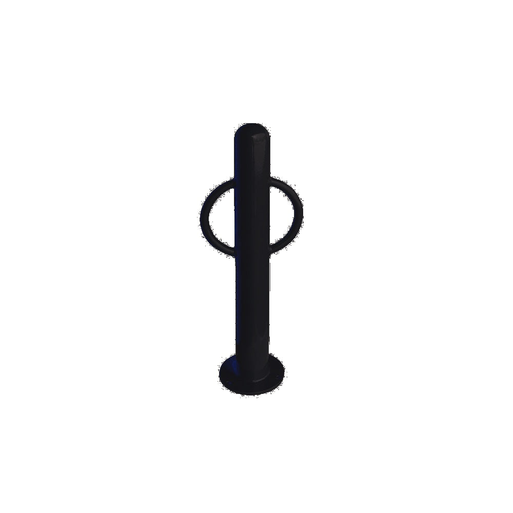 MF9005 Surface Mount Bike Post Bollard — Metal Powder Coat — 8 Black — digitally rendered color preview