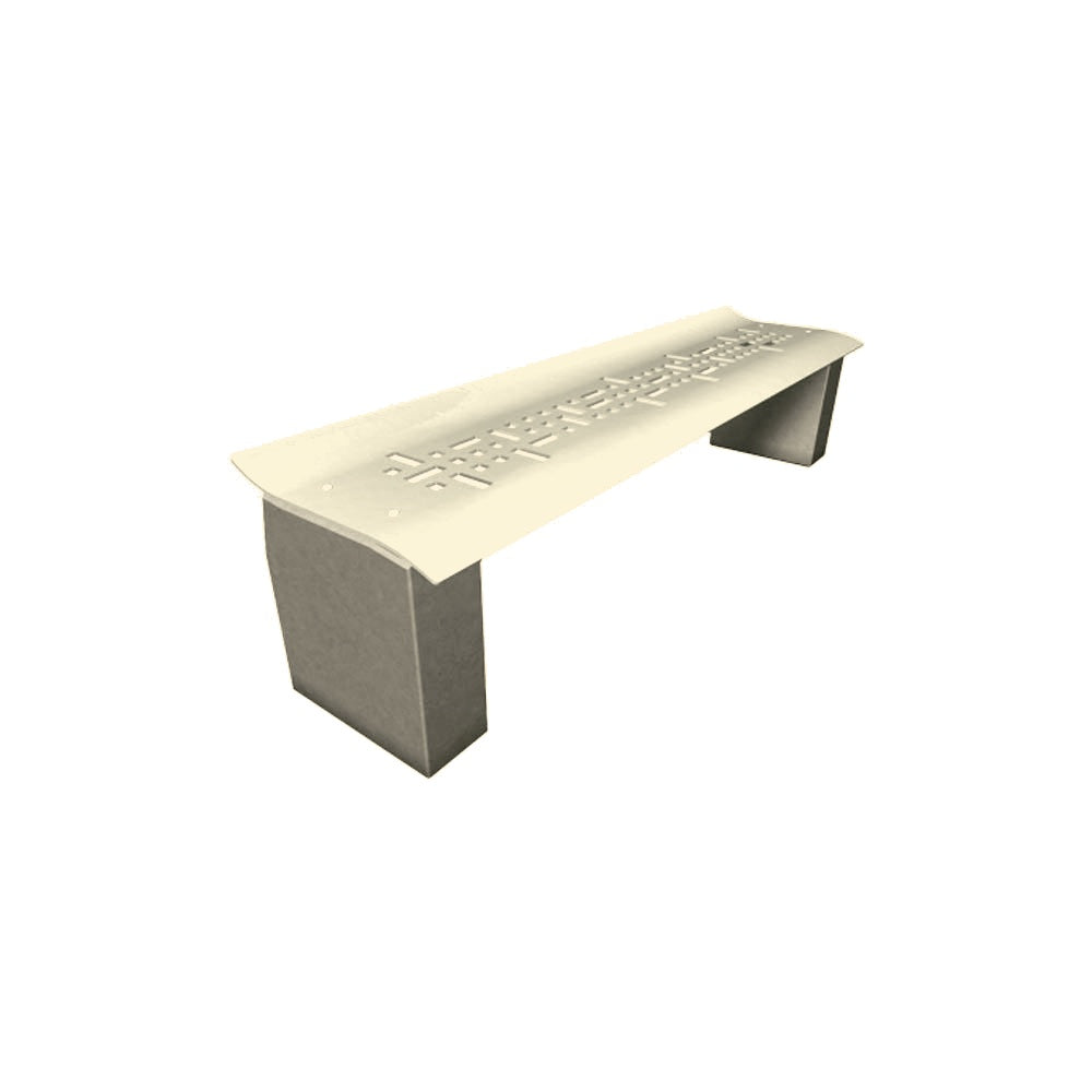 WS308 Steel and Precast Bench — Acid Wash — A20 White — digitally rendered color preview