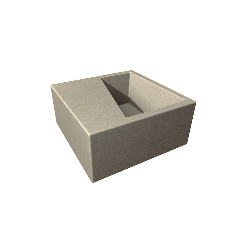 WS123 Concrete Planter with Seat — Acid Wash — A20 White — digitally rendered color preview