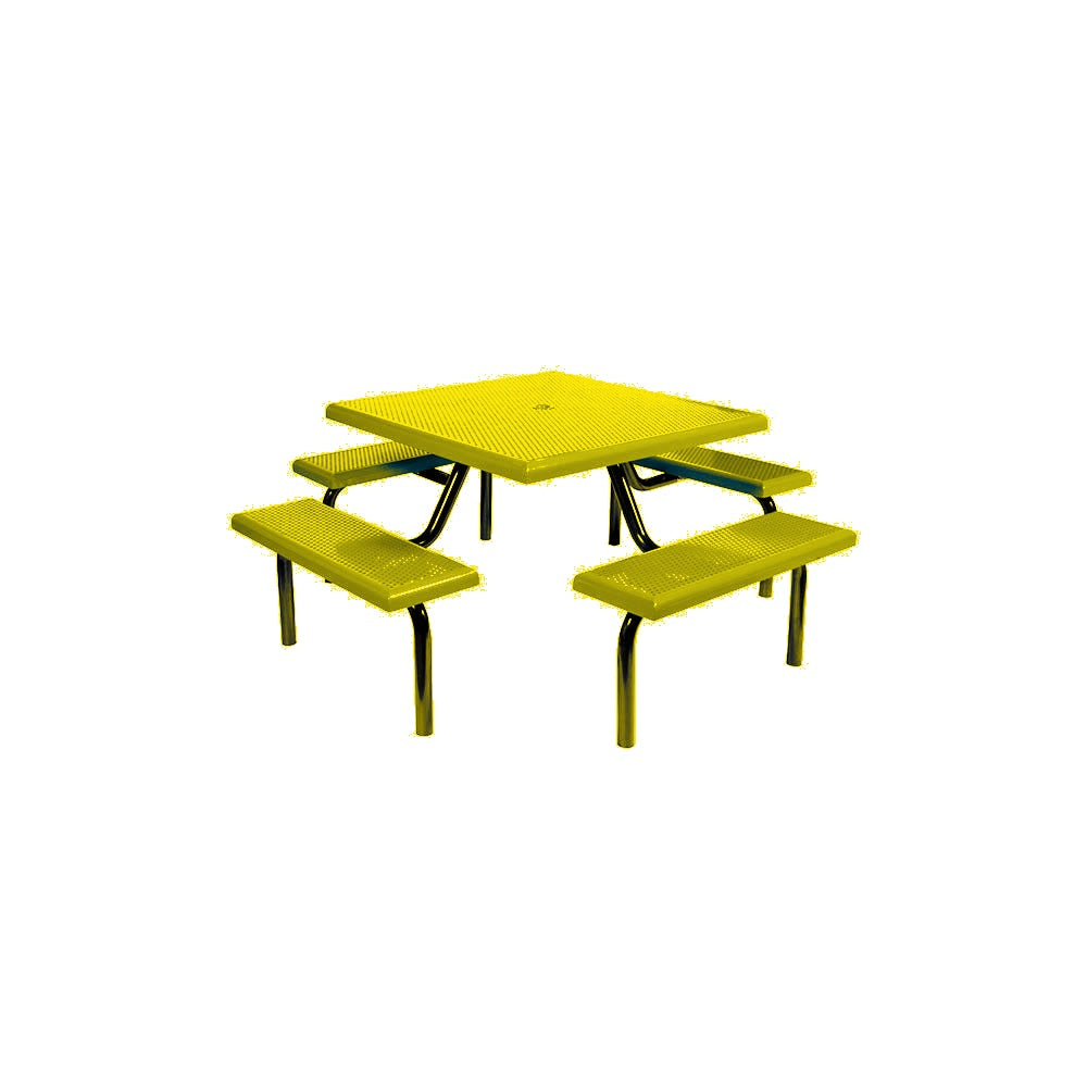MF1020 Square Modular 4-Bench Table — Metal Powder Coat — S1 Yellow — digitally rendered color preview