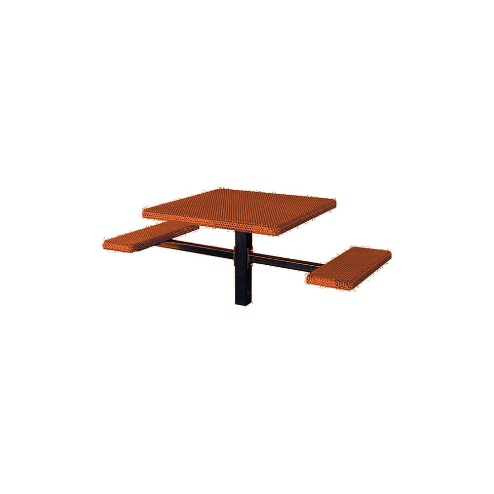 MF1062 Square 2-Bench Inground Mount ADA Compliant Table — Metal Powder Coat — S3 Orange — digitally rendered color preview