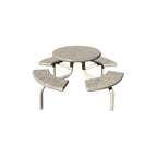 TF3138 4-Seat Round Concrete Table Set with Metal Legs — Premium Ground & Polished — G20 White — digitally rendered color preview
