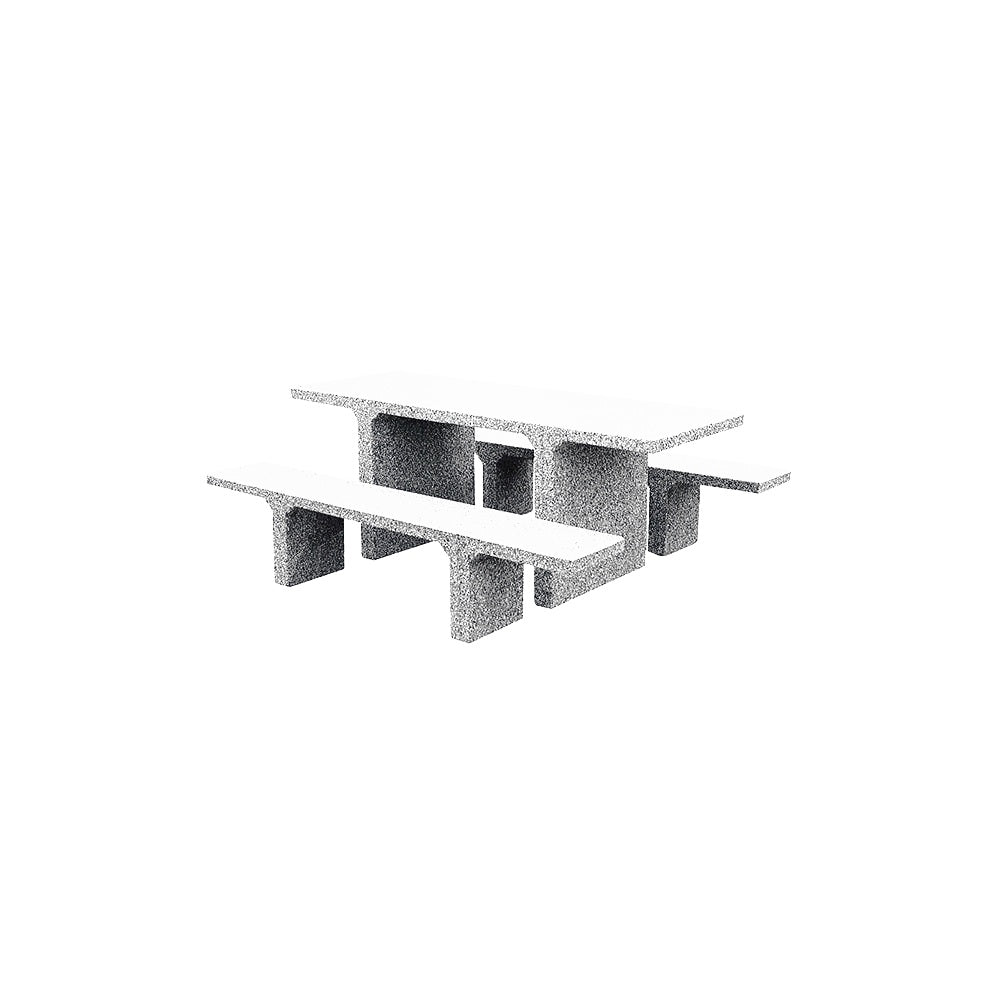 TF3225 Concrete Picnic Table Set — Acid Wash — A30 Star — digitally rendered color preview