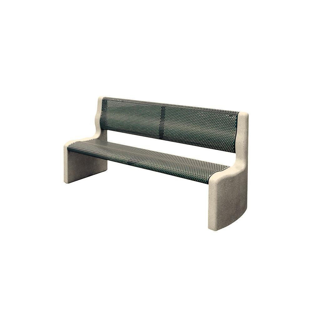 TF5966 Concrete & Metal Park Bench — Weatherstone — W20 White — digitally rendered color preview