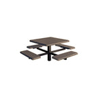 MF1060 Square 4-Bench Inground Mount Table — Metal Powder Coat — S44 Putty — digitally rendered color preview