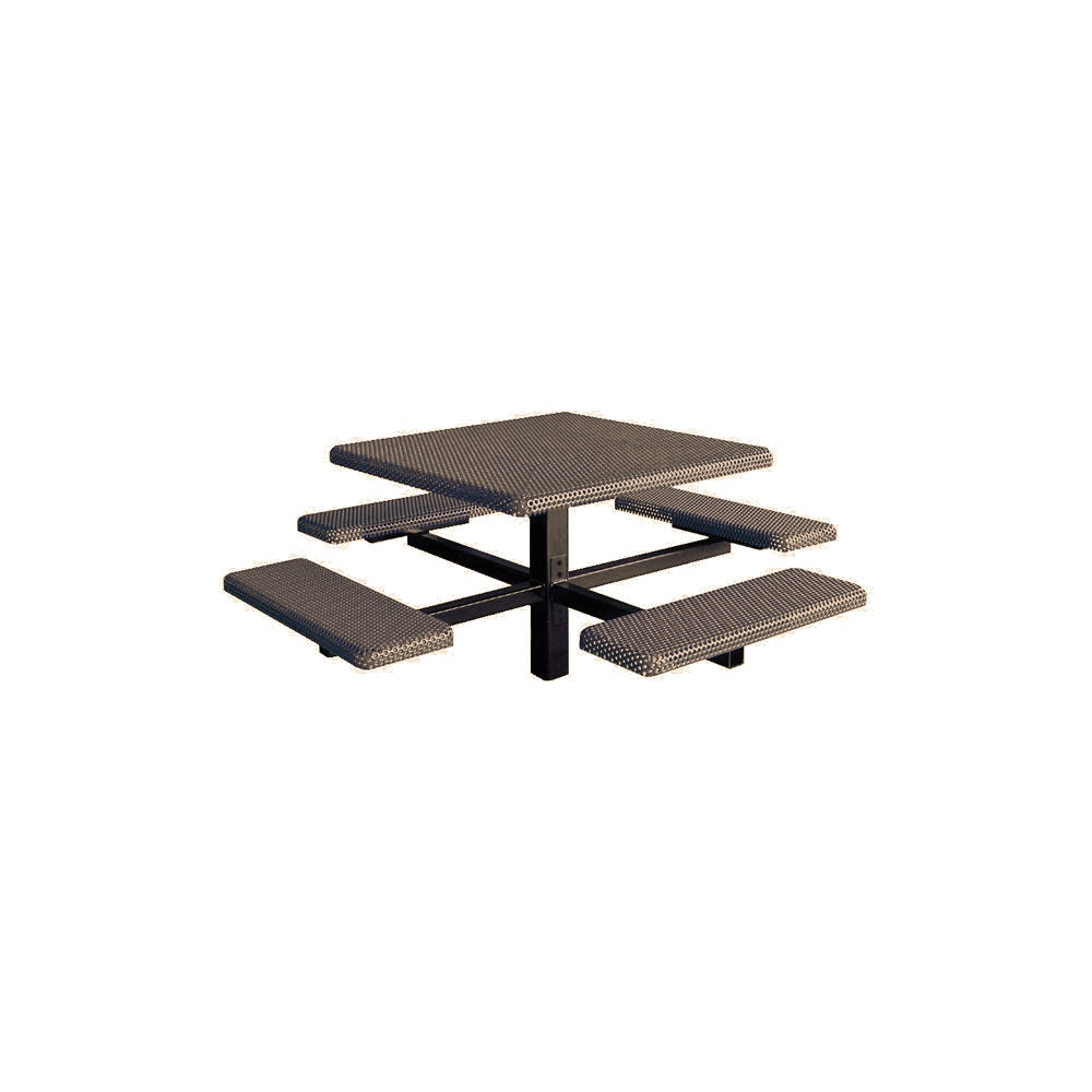 MF1060 Square 4-Bench Inground Mount Table — Metal Powder Coat — S44 Putty — digitally rendered color preview