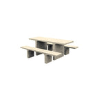 TF3225 Concrete Picnic Table Set — Weatherstone — W20 White — digitally rendered color preview