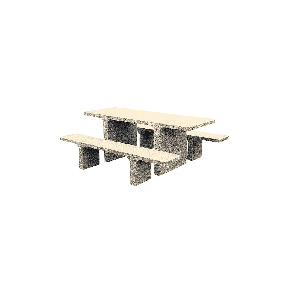 TF3225 Concrete Picnic Table Set — Weatherstone — W20 White — digitally rendered color preview