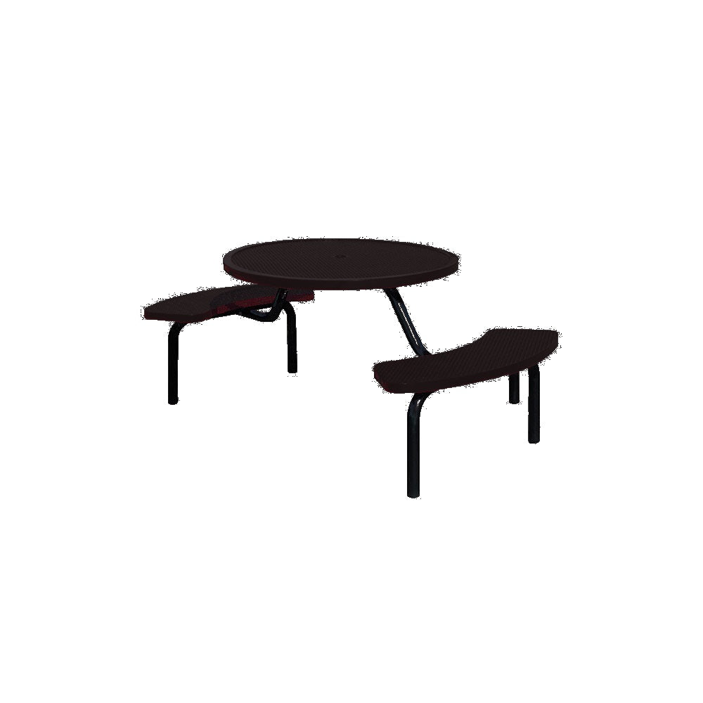 MF1025 Round Modular 2-Bench ADA Table — Metal Powder Coat — 8 Black — digitally rendered color preview