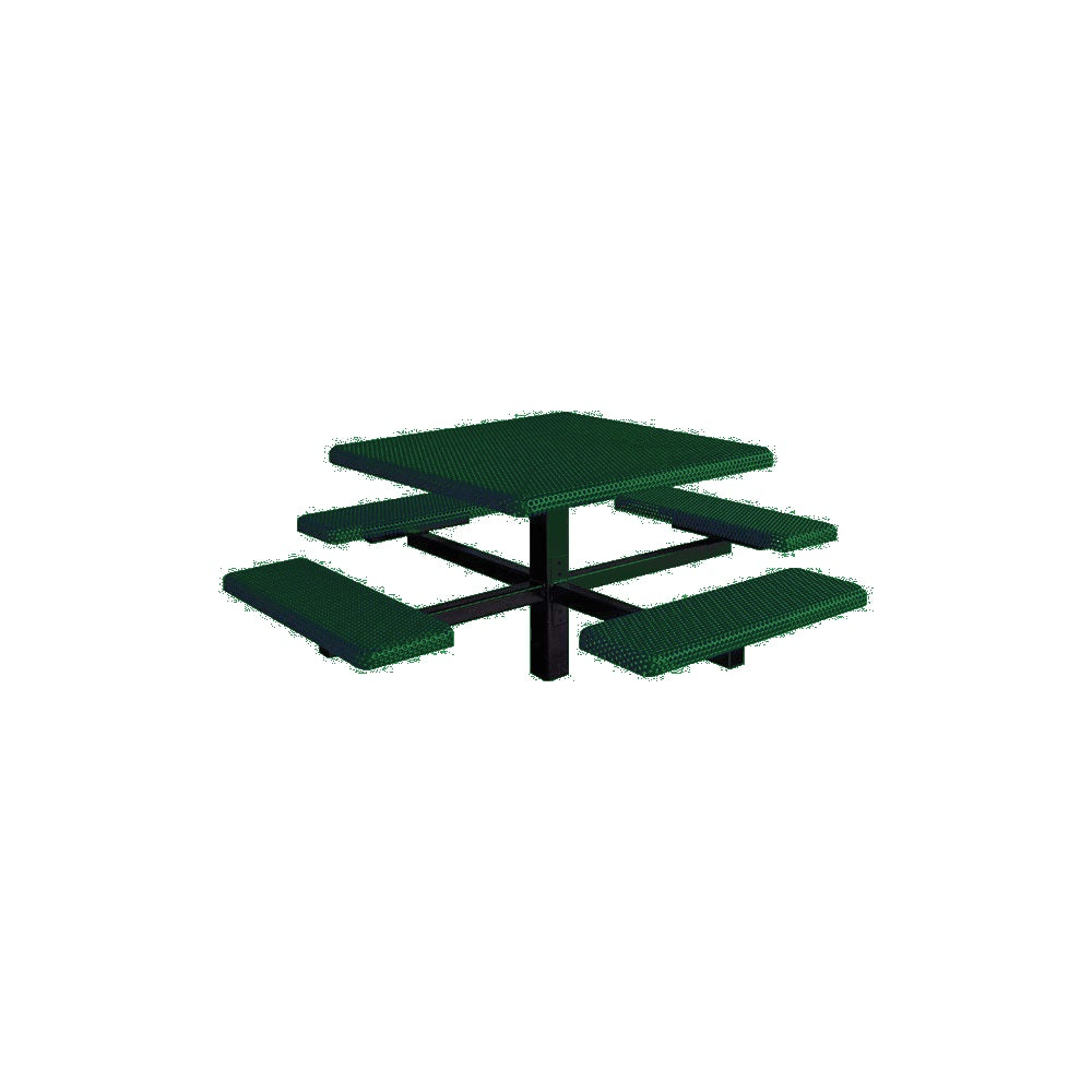 MF1060 Square 4-Bench Inground Mount Table — Metal Powder Coat — 69 Emerald — digitally rendered color preview