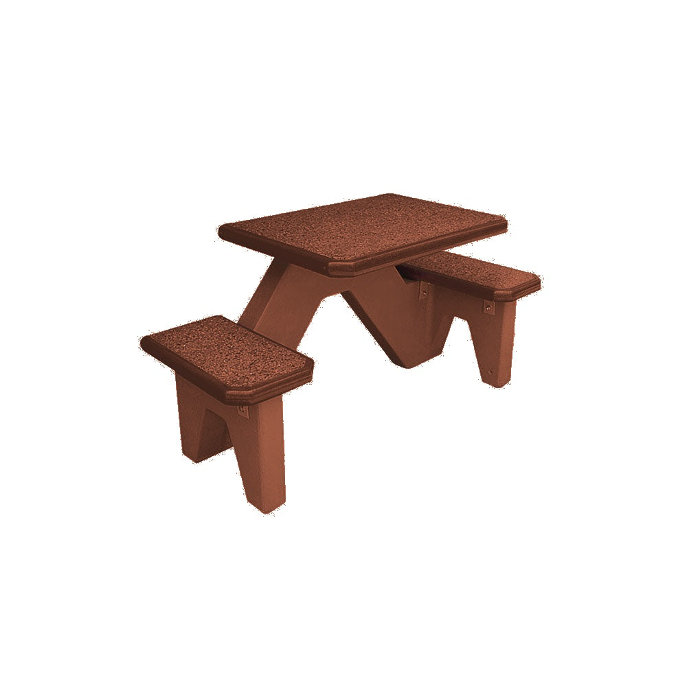 TF3105 2-Seat Square Concrete ADA Compliant Table Set — Standard Ground & Polish Top & Bench - Acid Wash Sand Legs — G24 Brick Red — digitally rendered color preview