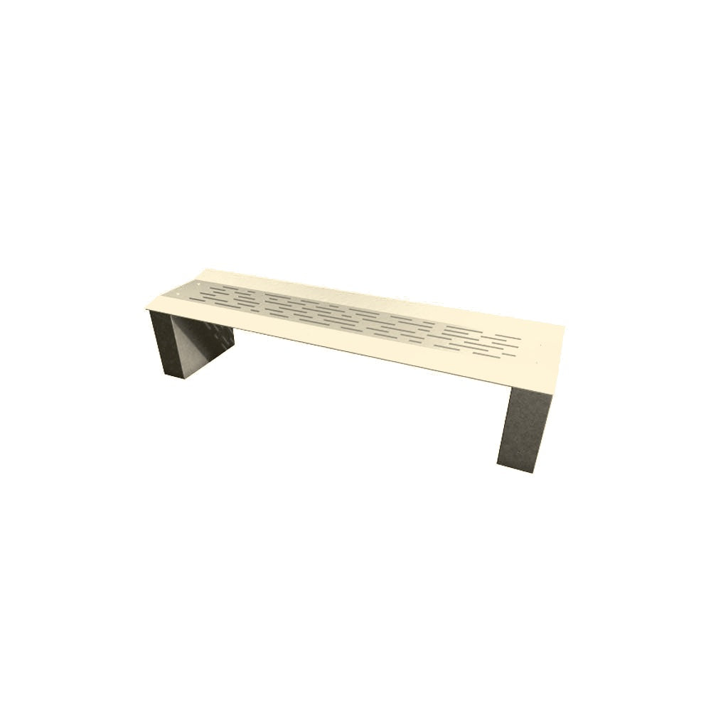 WS307 Steel and Precast Bench — Acid Wash — A20 White — digitally rendered color preview