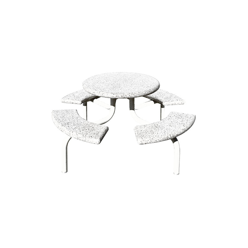TF3138 4-Seat Round Concrete Table Set with Metal Legs — Metal Powder Coat — 9 White — digitally rendered color preview