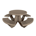 TF3125 4-Seat Round Concrete Table Set — Standard Ground & Polish Top & Bench - Acid Wash Sand Legs — G21 Buff — digitally rendered color preview