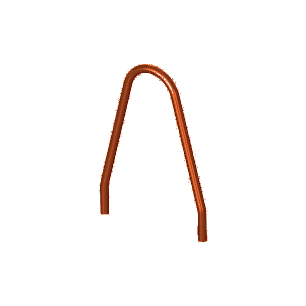 MF9021 Inground Mount Bola Metal Bike Rack — Metal Powder Coat — S3 Orange — digitally rendered color preview