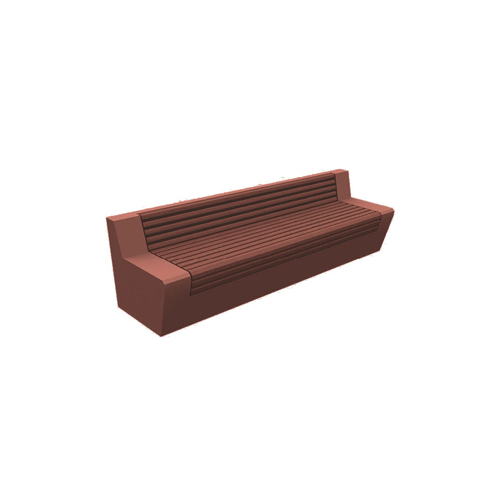 ZB.WL.34 Large Concrete Bench With Seat — Acid Wash — A24 Brick Red — digitally rendered color preview