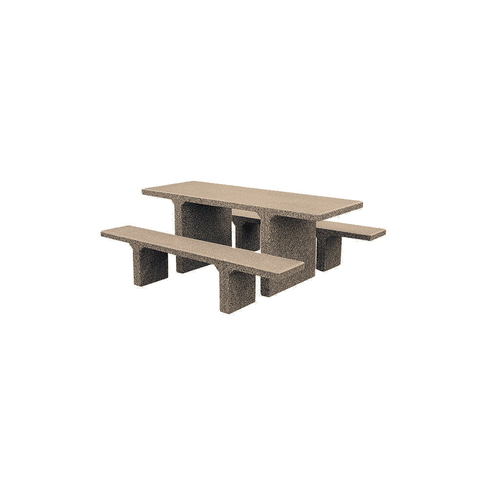 TF3225 Concrete Picnic Table Set — Premium Ground & Polished — G23 Gray — digitally rendered color preview