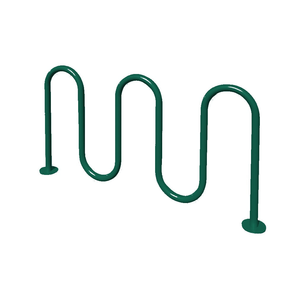 MF9009 Surface Mount 5 Loop Bike Rack — Metal Powder Coat — S29 Green — digitally rendered color preview