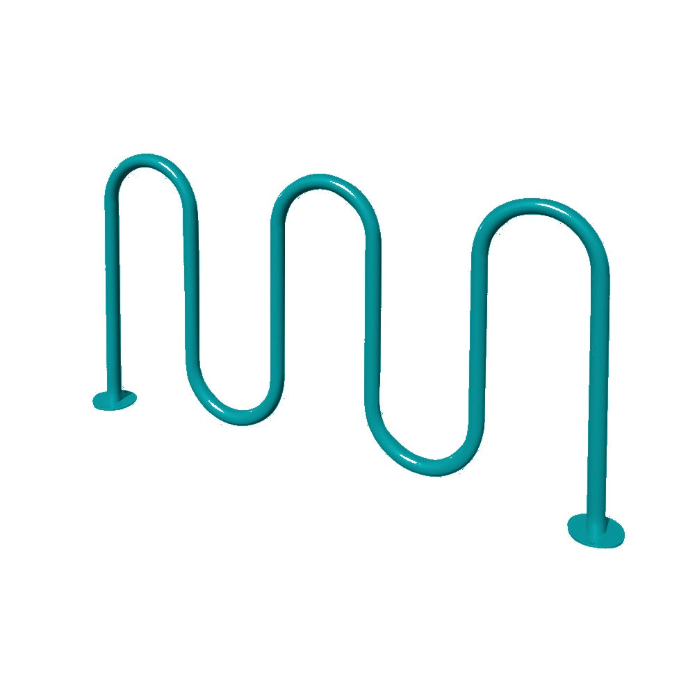 MF9009 Surface Mount 5 Loop Bike Rack — Metal Powder Coat — S8 Teal — digitally rendered color preview