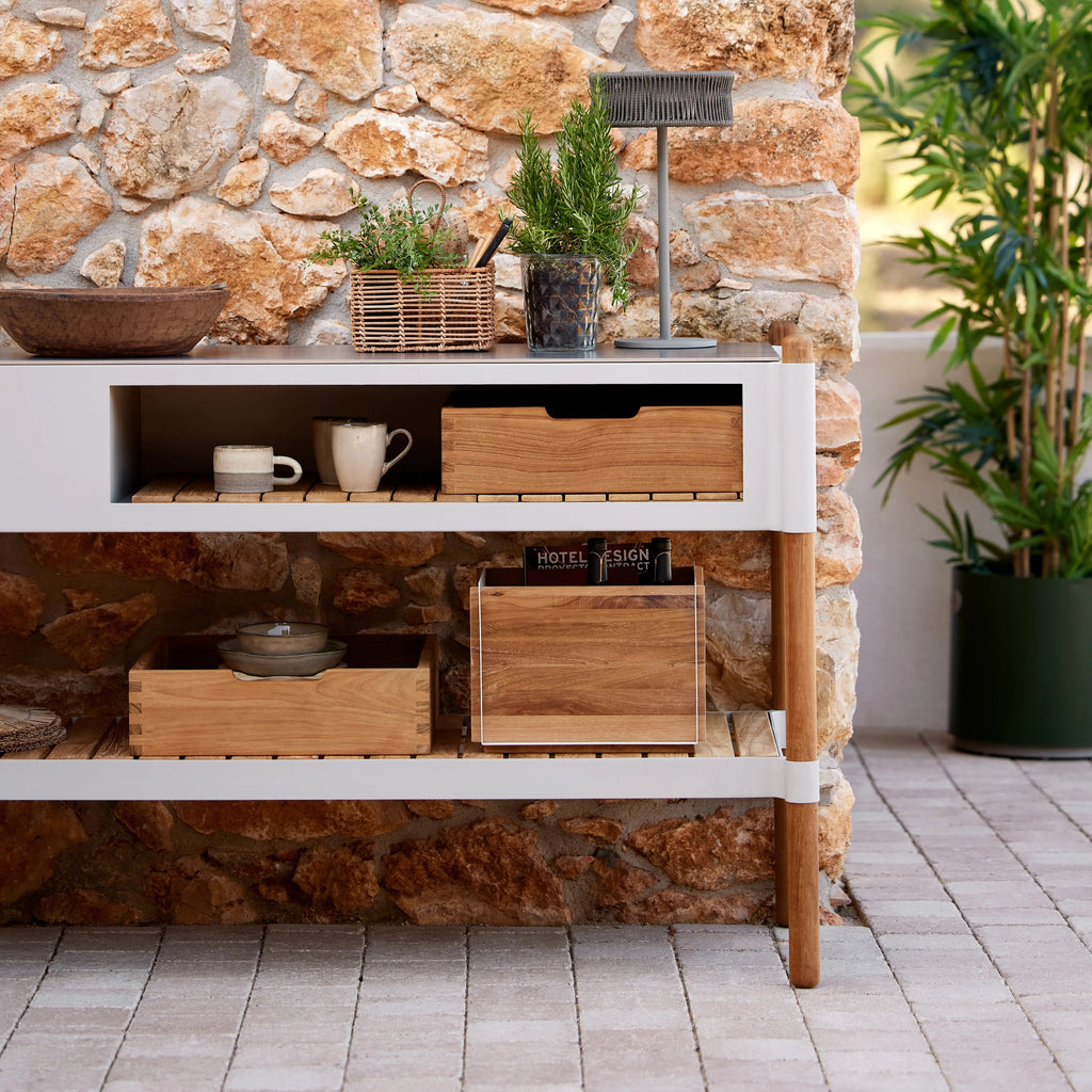 Cane-line Sticks Outdoor Kitchen Module with Teak Shelving and Integrated Sink