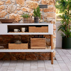 Cane-line Sticks Outdoor Kitchen Module with Teak Shelving and Integrated Sink