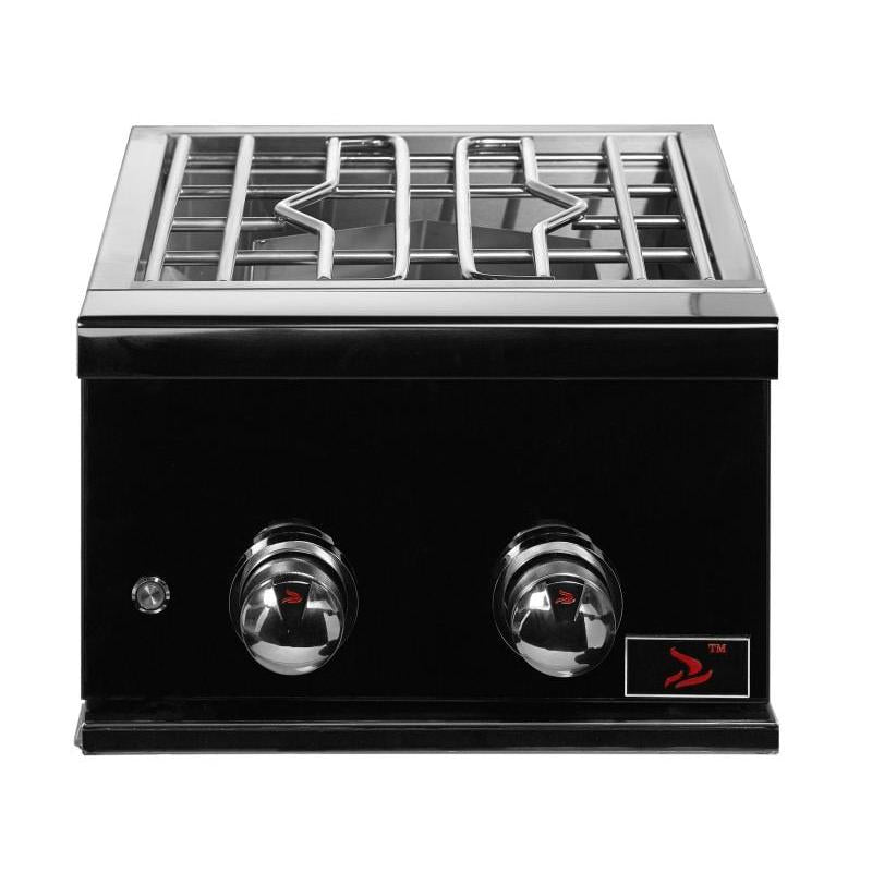 Whistler 13-Inch Built-In Gas Power Burner with Lid - Black Stainless Steel