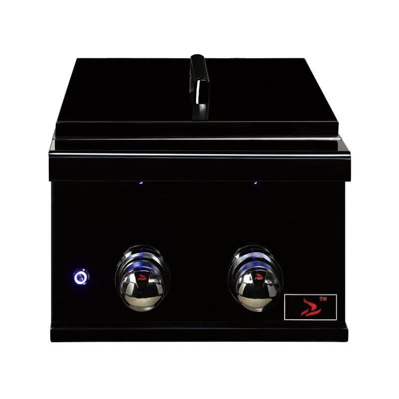 Whistler 13-Inch Built-In Gas Power Burner with Lid - Black Stainless Steel