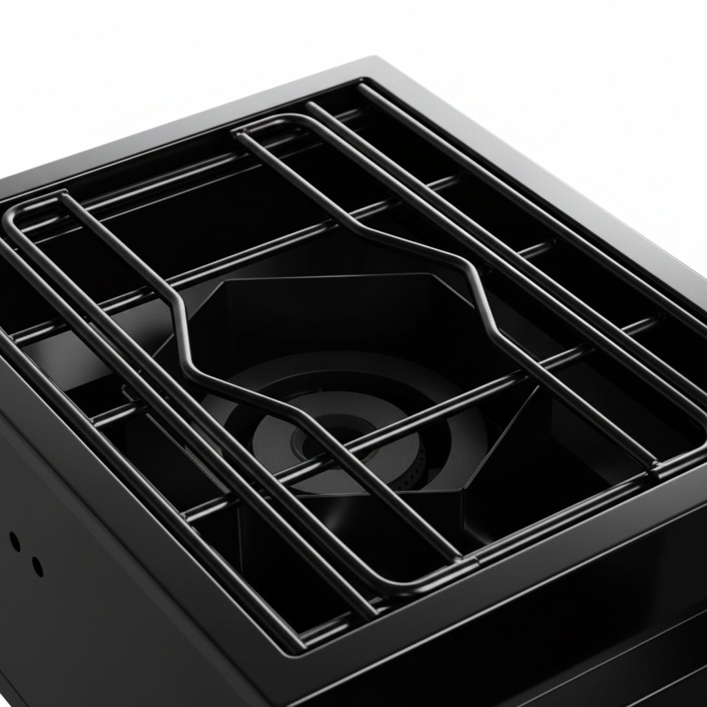 Whistler 13-Inch Built-In Gas Power Burner with Lid - Black Stainless Steel