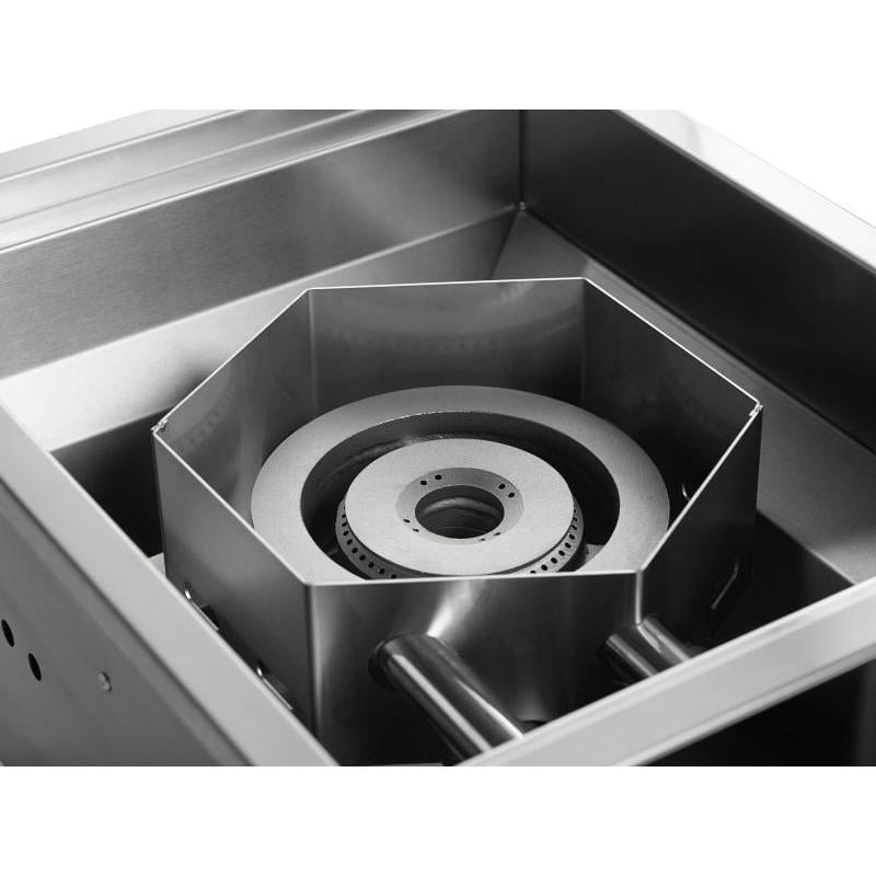 Whistler 15-Inch Built-In Gas Power Burner with Lid - Black Stainless Steel