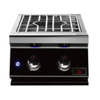 Whistler 15-Inch Built-In Gas Power Burner with Lid - Black Stainless Steel