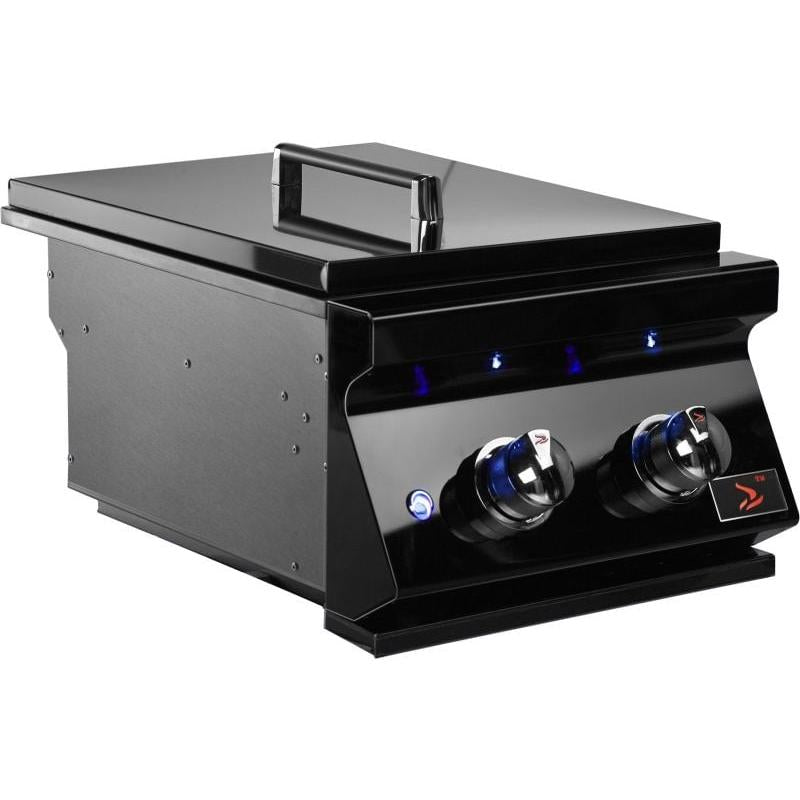 Whistler 15-Inch Built-In Gas Power Burner with Lid - Black Stainless Steel