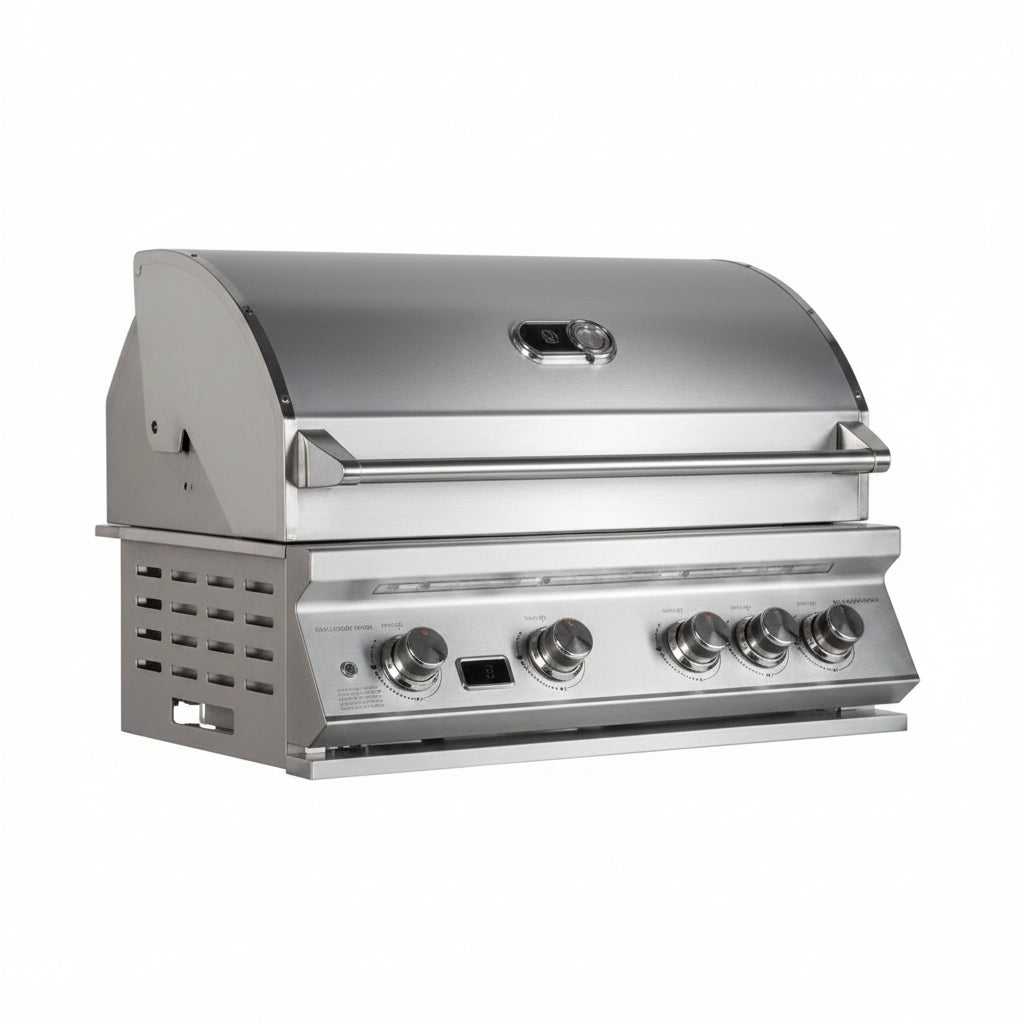 Whistler 34-Inch 4-Burner Gas Grill on Stainless Steel Cabinet with Rear Infrared Burner, Grill Lights, Rotisserie Kit & Cover