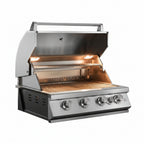 Whistler 32-Inch 4-Burner Built-In Gas Grill on Stainless Steel Cabinet with Rear Infrared Burner, Grill Lights, Rotisserie Kit, and Cover