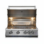 Whistler 32-Inch 4-Burner Built-In Gas Grill on Stainless Steel Cabinet with Rear Infrared Burner, Grill Lights, Rotisserie Kit, and Cover