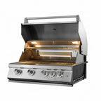 Whistler 32-Inch 4-Burner Built-In Gas Grill on Stainless Steel Cabinet with Rear Infrared Burner, Grill Lights, Rotisserie Kit, and Cover