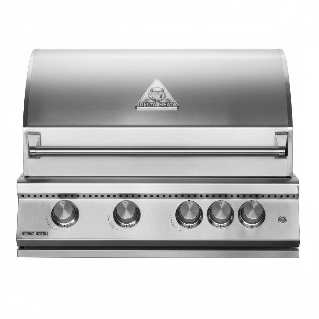 Whistler 32-Inch 4-Burner Built-In Gas Grill on Stainless Steel Cabinet with Rear Infrared Burner, Grill Lights, Rotisserie Kit, and Cover