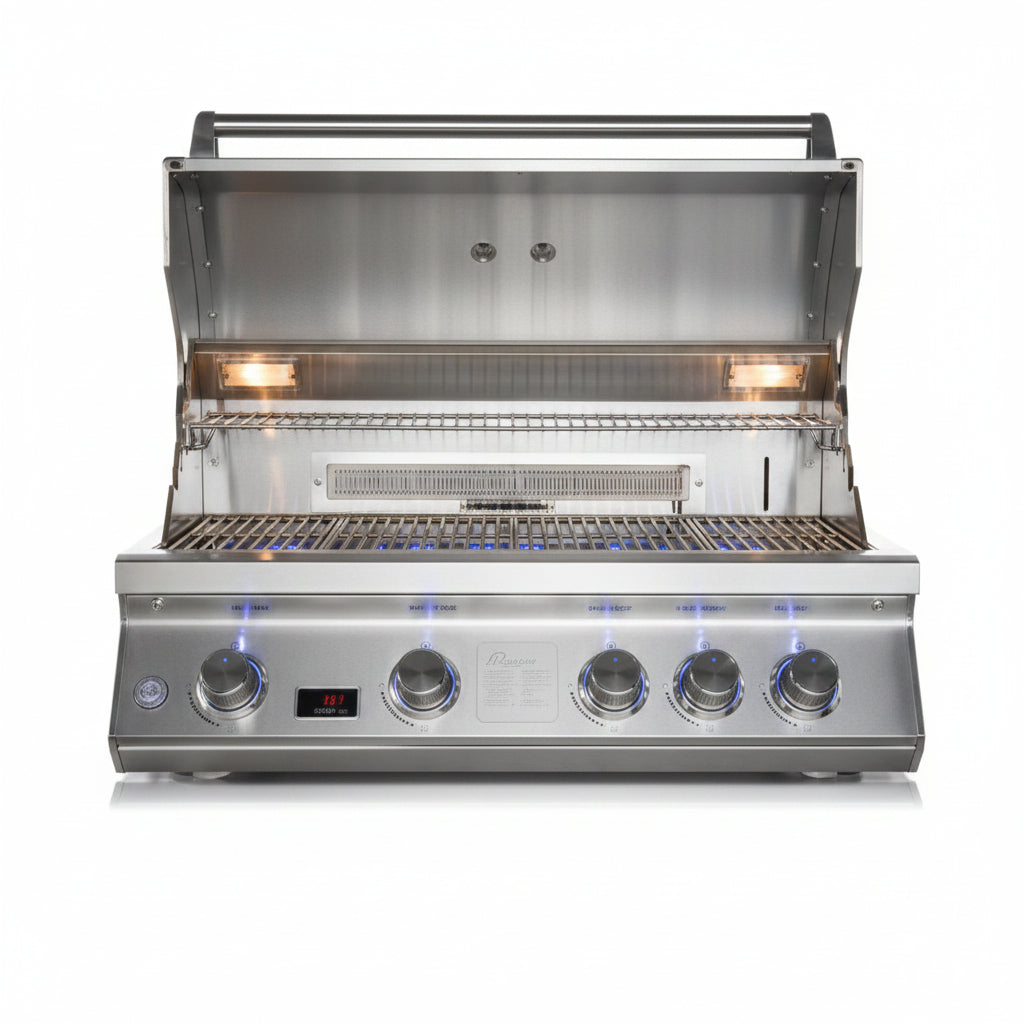 Whistler 34-Inch 4-Burner Gas Grill with Rear Infrared Burner, Grill Lights, Rotisserie Kit & Cover