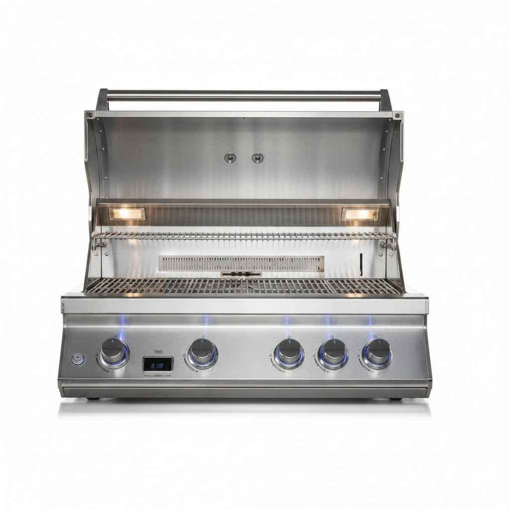 Whistler 102-Inch Stainless Steel Gas Grill Island with Infrared Rear Burner, Refrigerator, Sink, and Rotisserie Kit