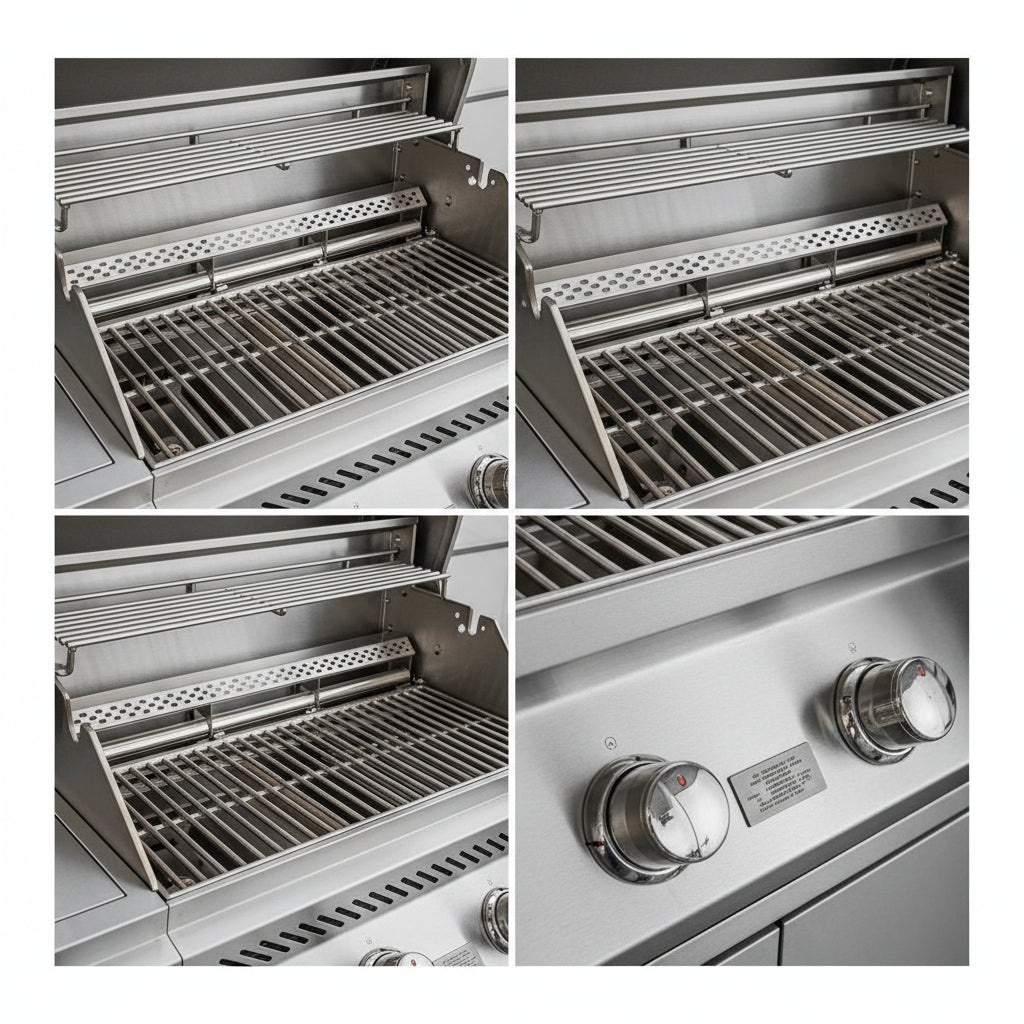 Whistler 42-Inch 5-Burner Gas Grill on Stainless Steel Cabinet with Rear Infrared Burner, Grill Lights, Rotisserie Kit & Cover - Black Stainless