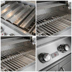 Whistler 110-Inch 5-Burner Gas Grill Island with Infrared Rear Burner, Refrigerator, and Rotisserie Kit - Black Stainless