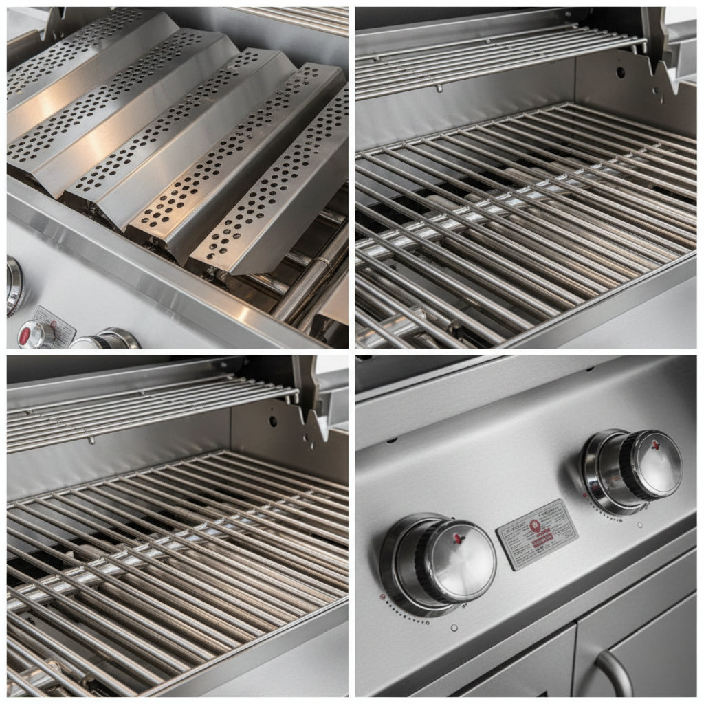Whistler 110-Inch 5-Burner Gas Grill Island with Infrared Rear Burner, Refrigerator, and Rotisserie Kit - Black Stainless