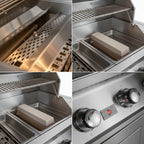 Whistler 104-Inch 5-Burner Gas Grill Island with Infrared Rear Burner, Double Side Burner, and Rotisserie Kit - Black Stainless