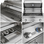 Whistler 102 x 28-Inch 4-Burner Gas Grill Island with Infrared Rear Burner, Refrigerator, Double Side Burner, and Rotisserie Kit