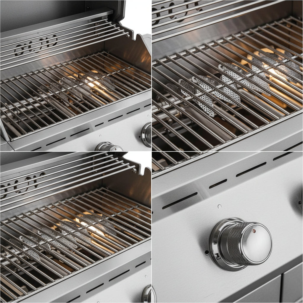 Whistler 34-Inch 4-Burner Gas Grill on Stainless Steel Cabinet with Rear Infrared Burner, Grill Lights, Rotisserie Kit & Cover
