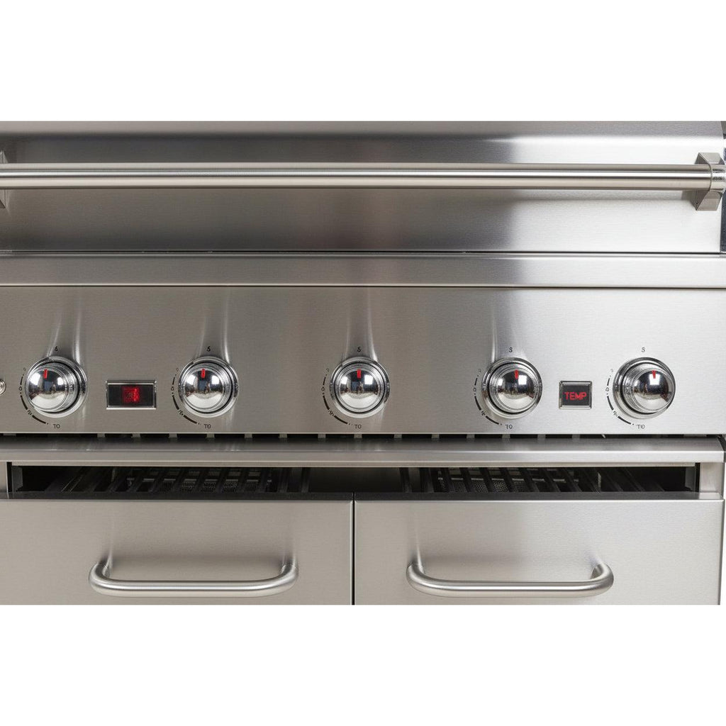 Whistler 110-Inch 5-Burner Gas Grill Island with Infrared Rear Burner, Refrigerator, Sink, and Rotisserie Kit